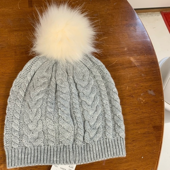 J. Crew Accessories - J Crew cable knit pom pom winter hat NEW light grey